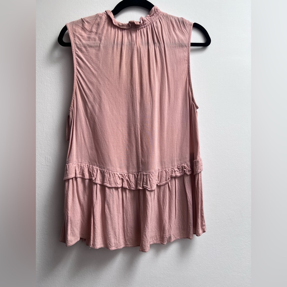 Pink Sleeveless Ruffle Blouse - Picture 2 of 2